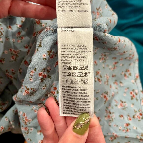 Levi's - Yara Crepe Dress - Blue Floral Pattern - Size: L - Picture 5 of 6